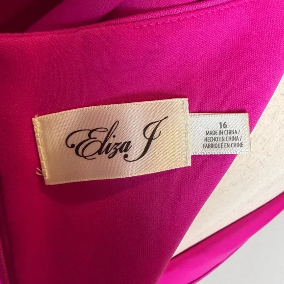 NWT Size 16 Stretch Women's Fuchsia Sheath Dress with Side Drape - Picture 7 of 9